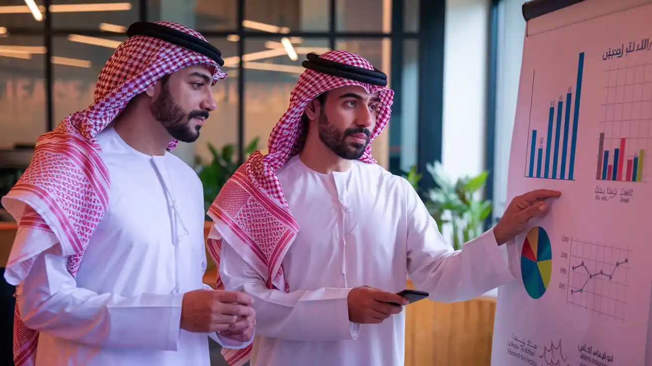 Data Collection Companies in UAE - Two Arabic man standing and talking about data