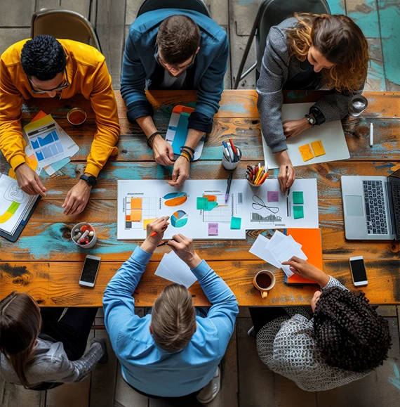 A business professional in a suit gestures toward a digital screen displaying growth charts during a formal feasibility study presentation in a boardroom.