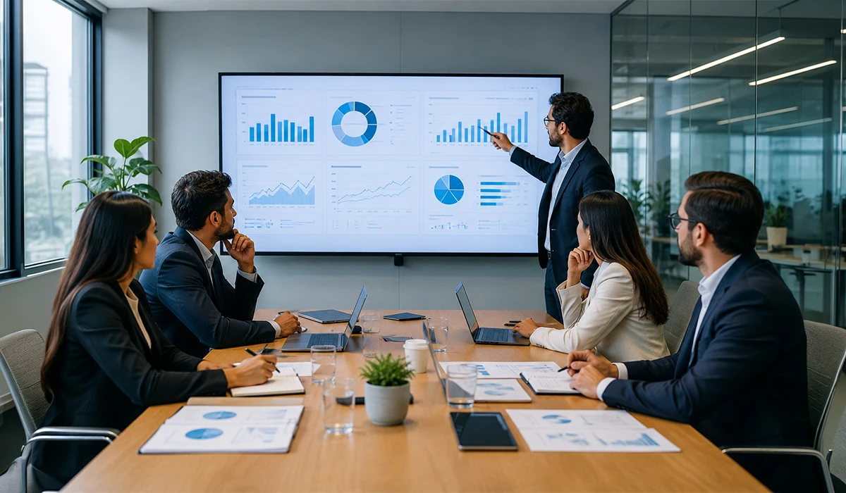 Business Planning Consultants discussing strategic business plans during a corporate meeting