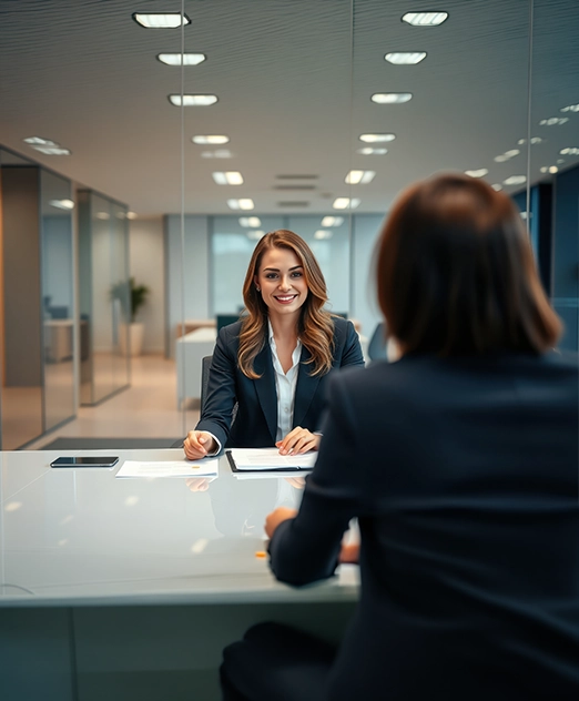 Business professional conducting an In Depth Interview with a participant to explore experiences, opinions, and customer behaviour.